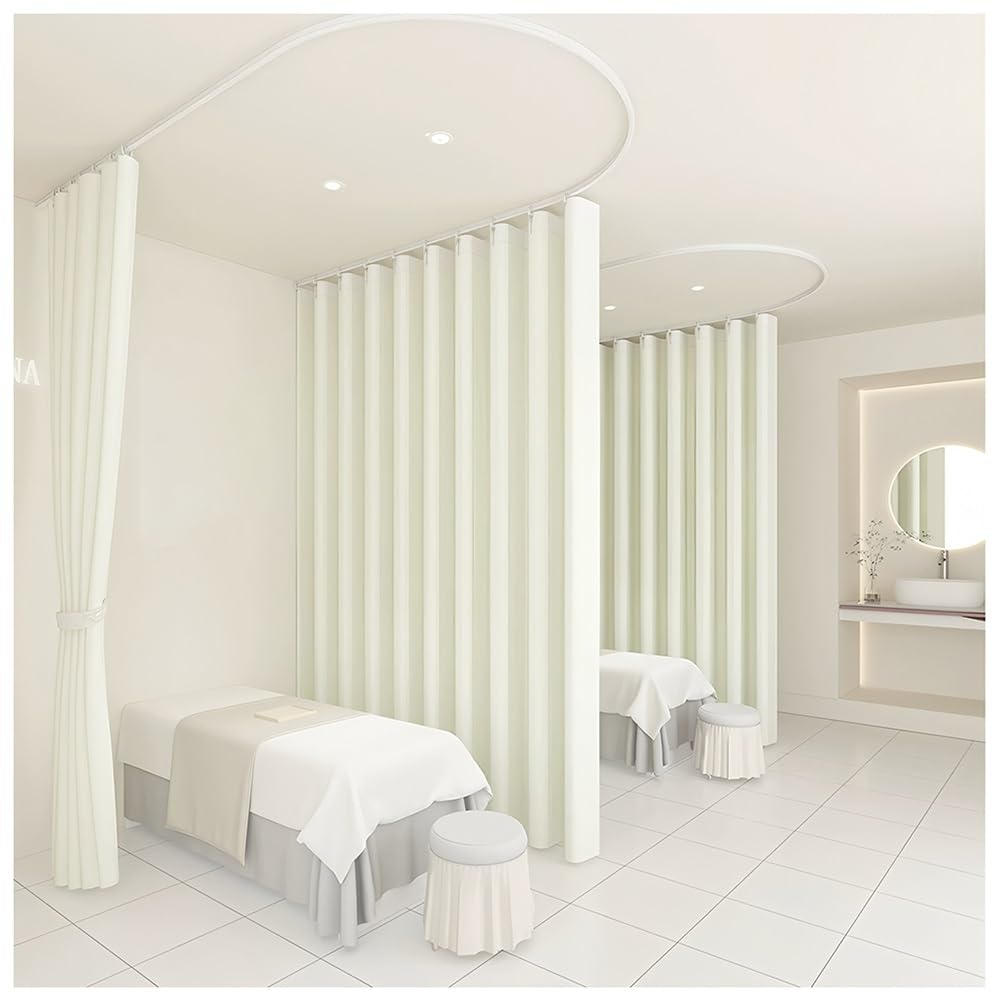 Montowany na suficie zestaw szyn działowych – 230 x 270 cm, idealny do salonu, przedszkola, szkoły, stylowy, biały design zapewniający prywatność i zarządzanie przestrzenią