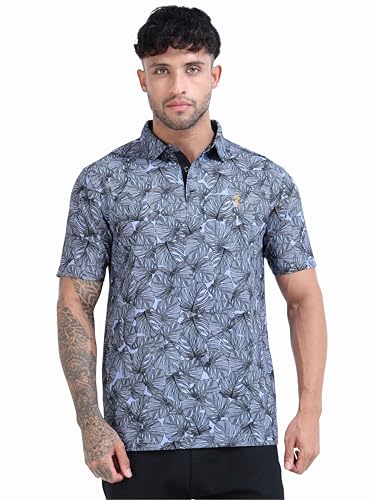 Image of STELLERS Men's Printed Polo T-Shirt | Regular Fit| Feather Touch Feel | Odour Resistant | Wrinkle Free | Stretchable | Anti-Static