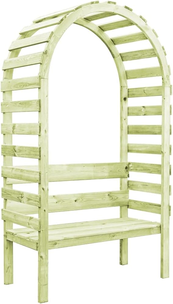 vidaXL Garden Pergola with Bench Impregnated Pinewood Garden Pergola Planter Outdoor Pergola Backyard Patio Arch Design Easy to Assemble 130x60x230cm