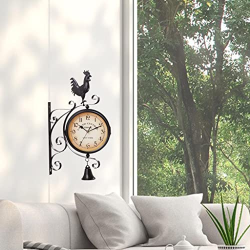 Horloge murale double face décorative ronde et résistante à l'humidité - 8