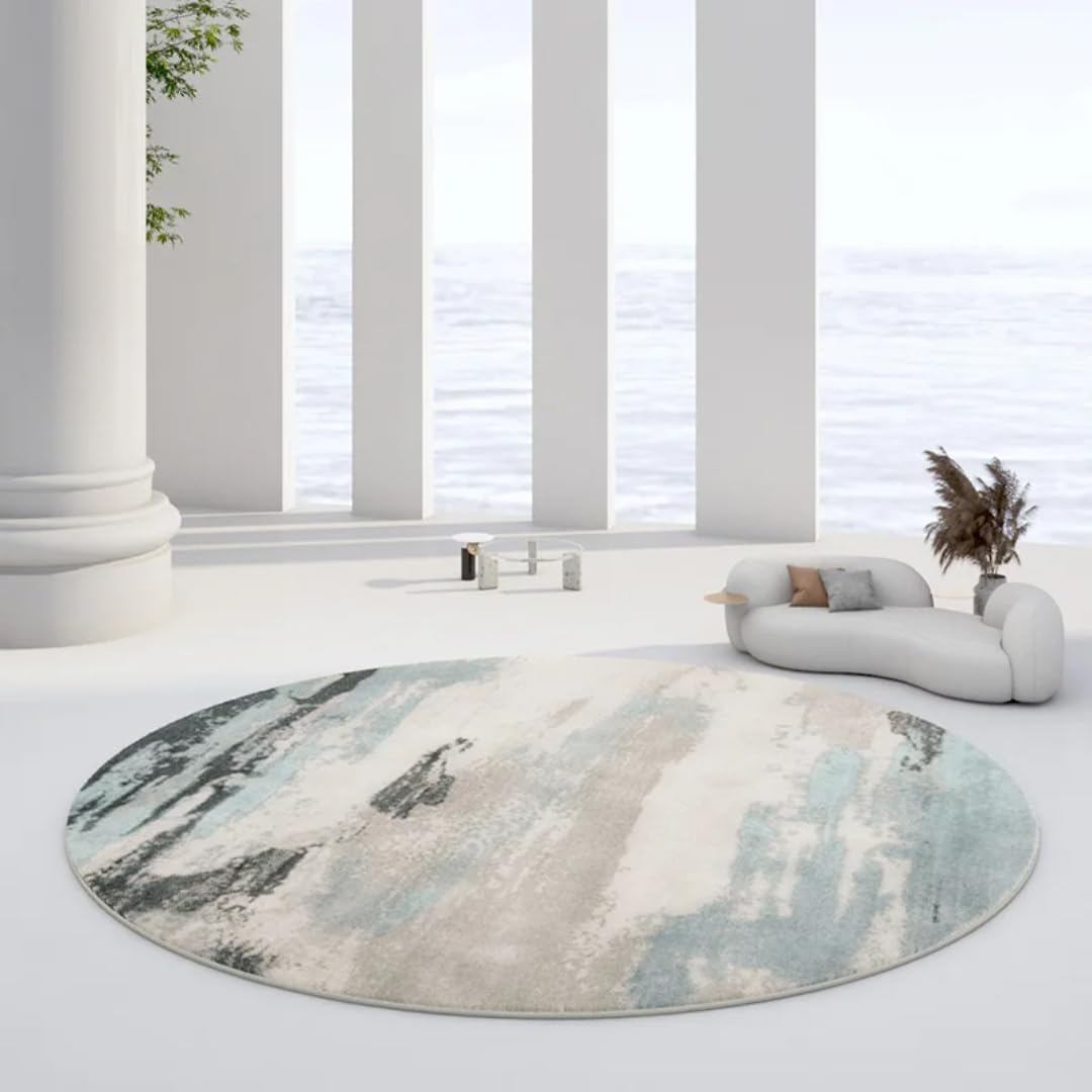 Tapis rond en peluche 160x160 cm pour salon et chambre