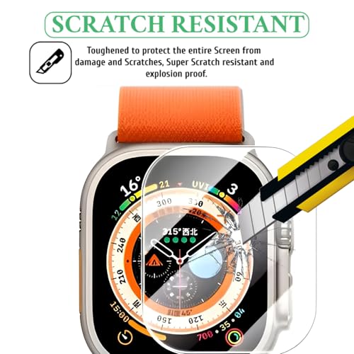 Image of Full Glue Tempered Glass Screen Protector Compatible For Apple Watch Ultra (49Mm) Glass Film (Pack Of 1) With Easy Installation Kit for Smartwatch [Transparent]