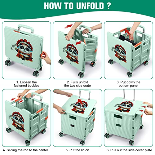 Faltbarer Einkaufstrolley mit verlängertem Deckel, verschleißfest, geräuschlos, 80 kg Tragkraft, robuster und… – Bild 5