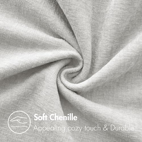 Image of MIULEE Pack of 2 Light Gray Throw Pillow Covers 16x16 Inch Soft Chenille Pillow Covers for Sofa Living Room Couch Solid Dyed Cases