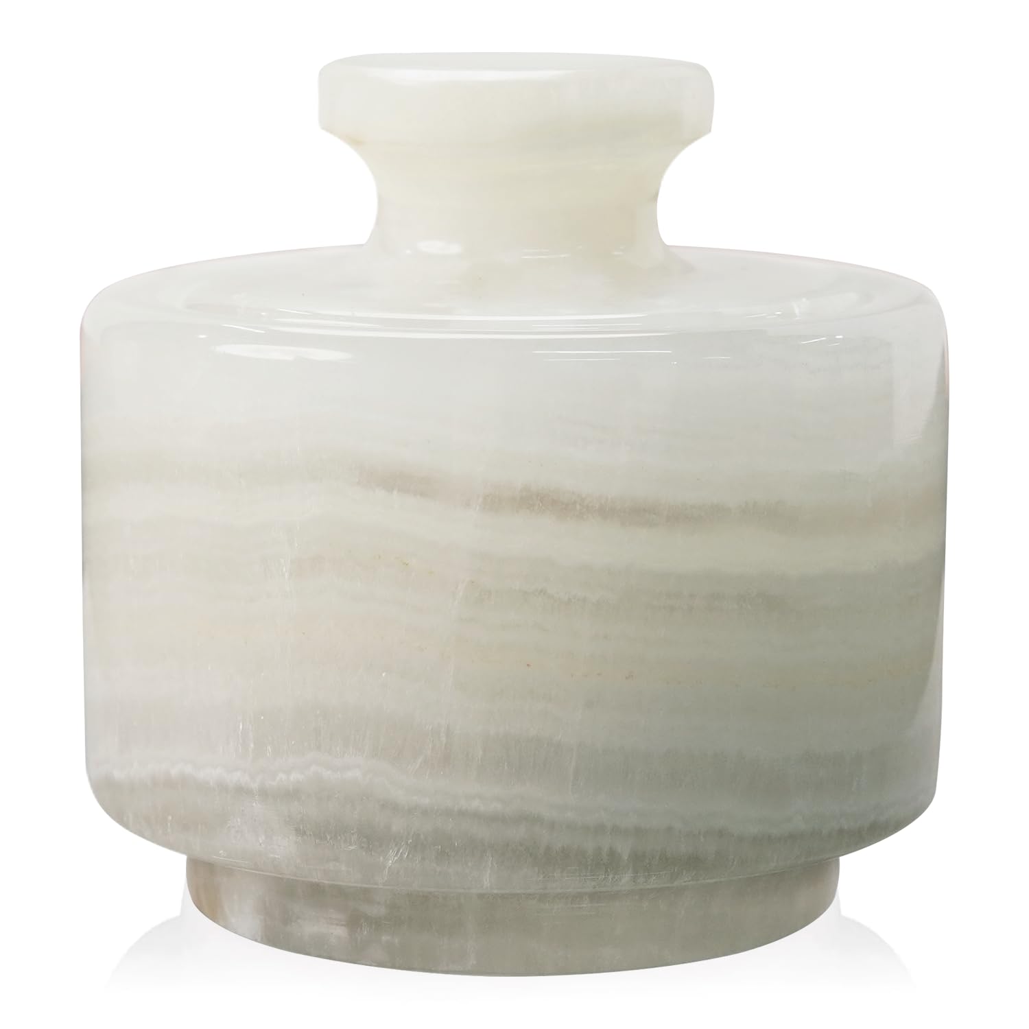 MARBLOUS KRAFTS stylish marble sugar dispenser 3" X 3" salt cellar, single salt container with lid (White Onyx)