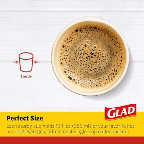 Glad Disposable Coffee Cups with Lids, Coffee Flower, 12 Oz, 50 Count, 2-Pk - image 3
