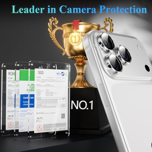Image of Lensarmor Compatible with 18 Pro / 18 Pro Max Camera Lens Protector Silver - Premium 9H Tempered Glass, Military-Grade Protection, No Flash Interference & Case-Friendly Design