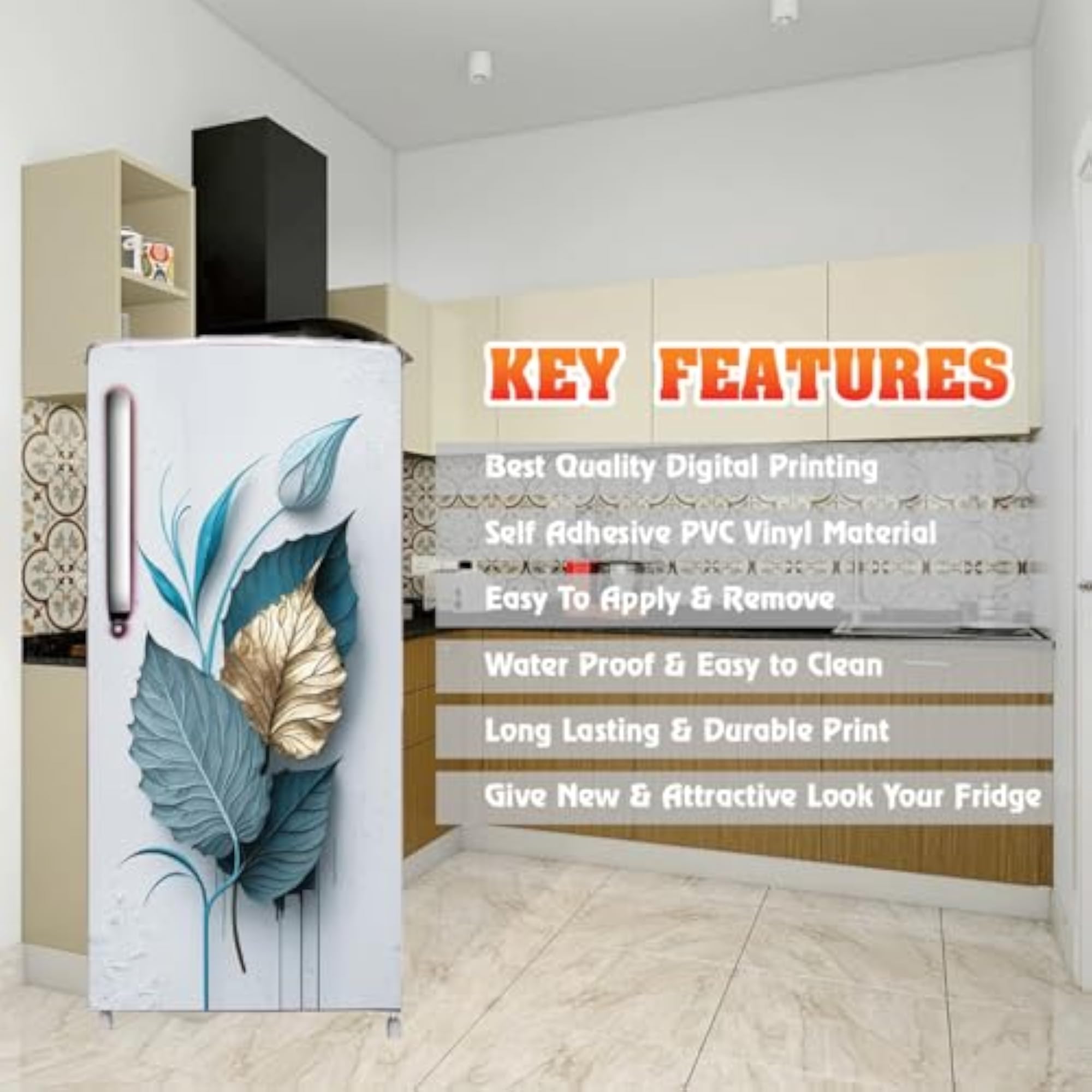 3D Printed PVC Vinyl Peel & Stick Fridge Door Sticker