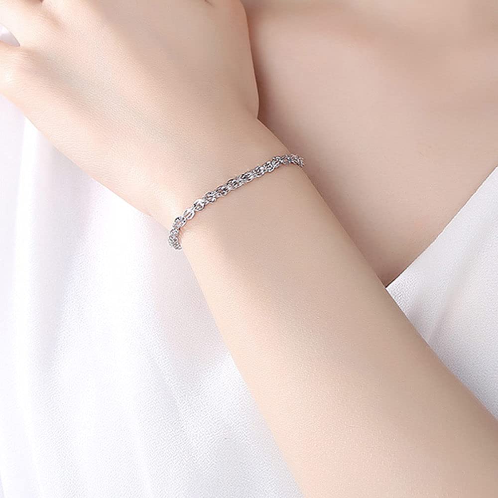 Braccialetti a Catena con Polsino in Argento Sterling Moda, Bracciale in Argento Sterling 925 da Donna Bracciale a Catena Cava Vintage Regali di Gioielli in Argento Sterling