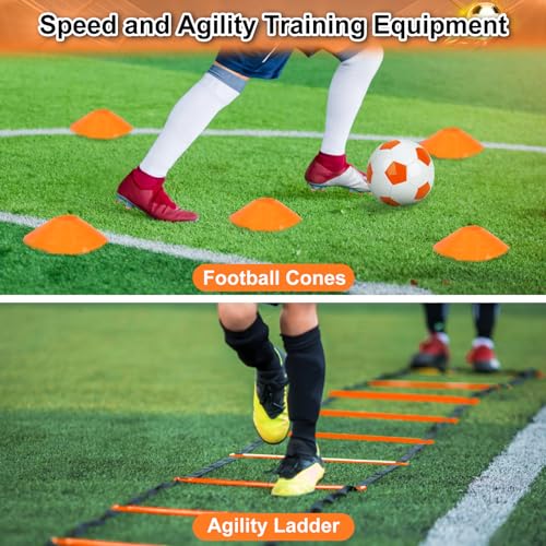 Yimore Porteria Futbol Niños Adultos con Accesorios de Entrenamiento de Fútbol, Escalera de Entrenamiento Conos 120 * 90 * 90cm Plegable Porterias de Futbol para Jardin - imagen 2