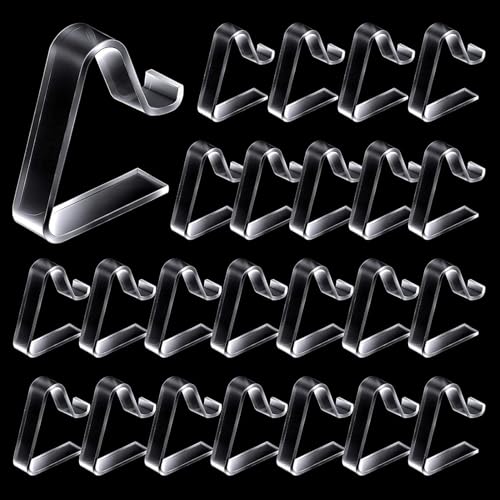 24 Pcs Transparent Plastic Tablecloth Clips Large Windproof Table Cover Holder Clamps for Indoor Outdoor Camping Picnic Wedding Christmas Party (Large)