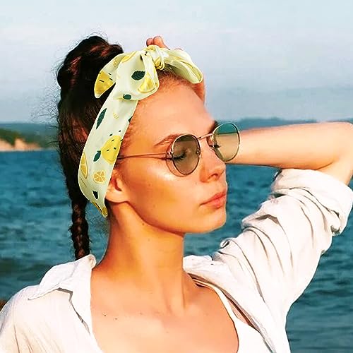 GERINLY Tropical Fruit Skinny Hair Scarf for Spring Cute Neck Ribbon Scarf Headband Long Reversible Purse Scarf3