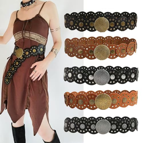 Boho Belt,Chunky Disc Belt Western Style,Soft Boho Belt for Woman,Circle Waist Belt for Dress Jeans4