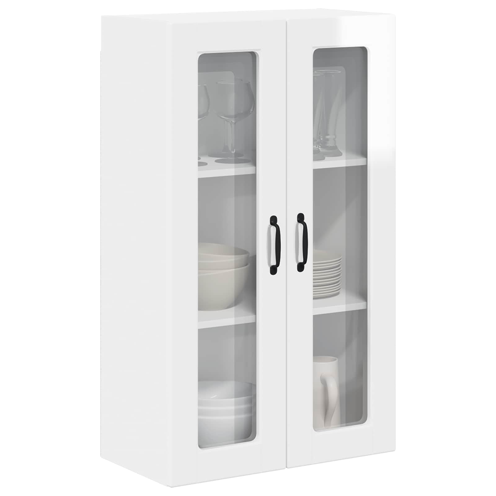 vidaXL Wall Glass Cabinet PORTO High Gloss White 60 x 31 x 100 cm