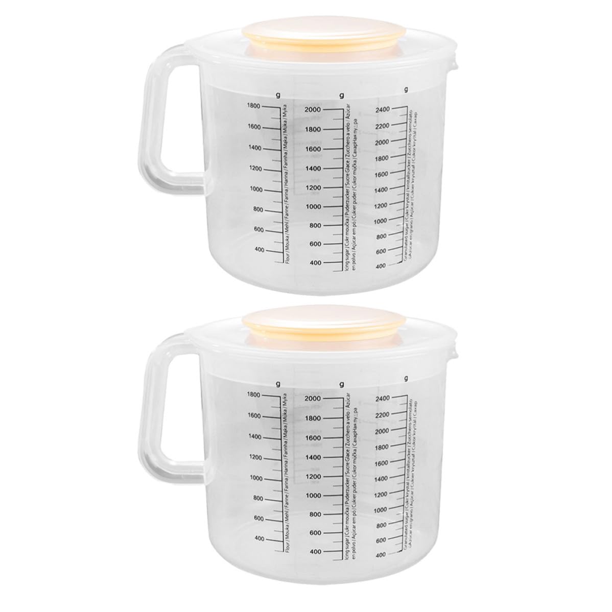 Operitacx Tazas Medidoras Adecuado para Hornear de Plástico de 2.5l Juego de 2 con Tapa Antipolzo y Marcas Claras con Diseño a Prueba de Salpicaduras en Cocina Doméstica