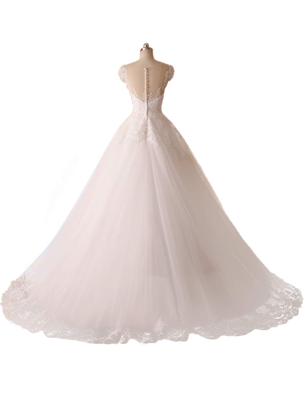 Elegante Vestido de Encaje de Cuello a V Vestido de Dama de Honor, Blanco, 58