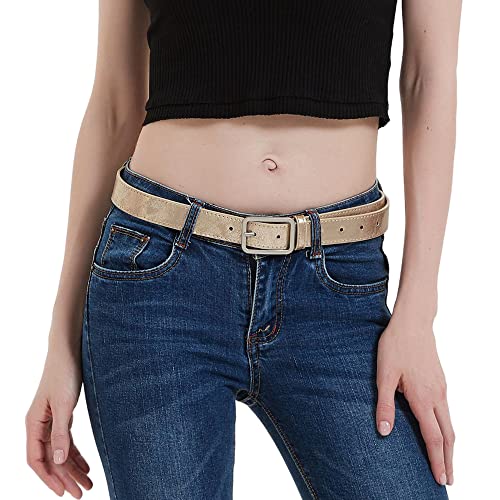 Women Genuine Leather Belts, Shiny Gold Silver Leather Belt for Club Party Jeans Pants Dresses3