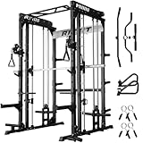 RitFit M1 Pro Smith Machine with Cable Crossover System, Multi-Function Squat Rack Power Cage for Home Gym, Power Rack and Packages Black