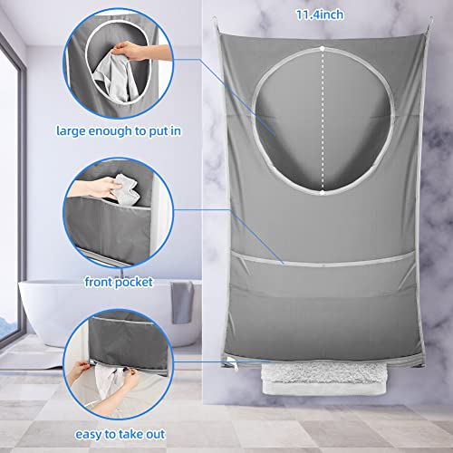 2 Pcs Hanging Laundry Hamper Bags Laelr Over Door Laundry Bag With Stainless Steel Hooks And Self-Adhesive Hooks Large Laundry Organizer With Zipper For Holding Dirty Clothes And Saving Space 29X18'' #TOP2