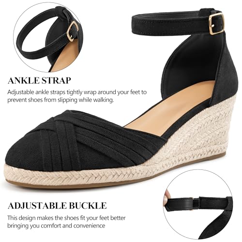 Womens Wedge Sandals Dressy: Ankle Strap Espadrille Wedges for Women - Casual Closed Toe Wedding Shoes3