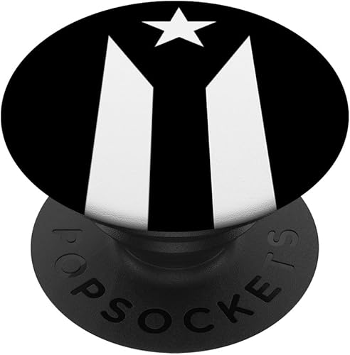 Bandera Puerto Rico - PopSockets Grip y Soporte para Teléfonos y Tabletas, Negro