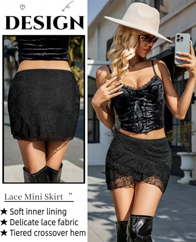 Avidlove Mini Skirt for Women Lace Ruffle Micro Short Skirts - image 5