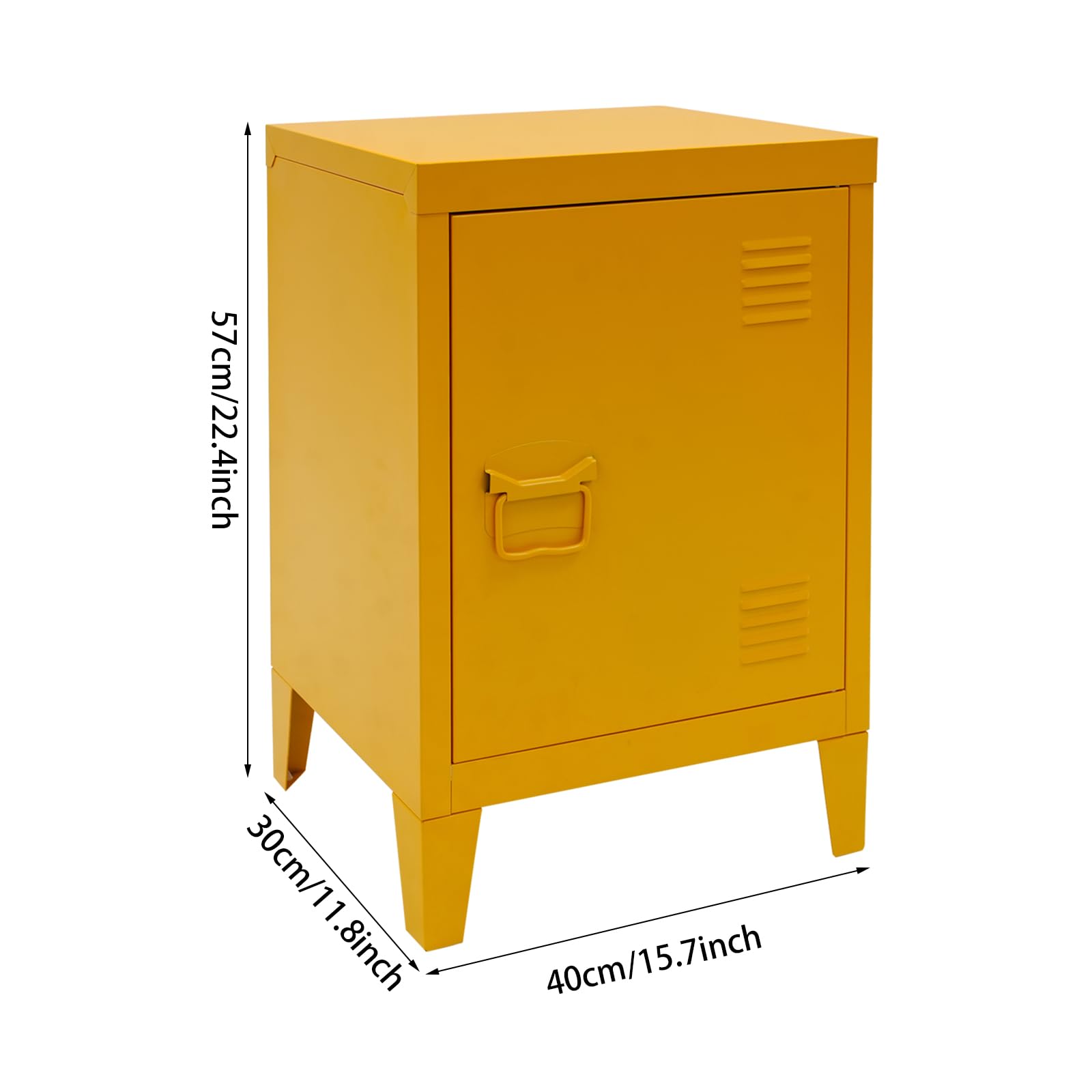 Armoire à outils en métal - 2 niveaux - 1 porte - 40 x 30 x 57 cm - Table de chevet - Armoire de bureau - Buffet de salon - Durable (jaune)