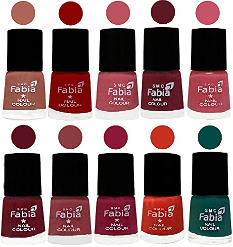 Image of SMC Fabia ALL IN ONE (PACK OF 10), Long Lasting Glossy Nail Polish, 6 ml Each, All Vibrant Colours,02410