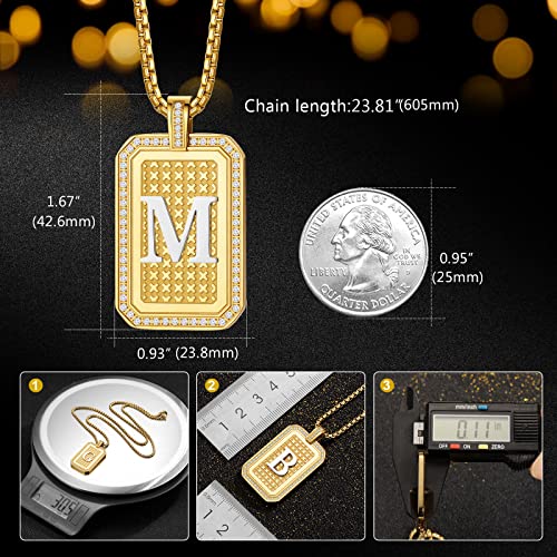 Men's Initial Pendant Necklace 18K A-Z Zirconia Unisex Christmas Gift with Box2