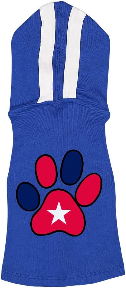 Paw Print Dog Shirt with Hoodie - Texas Dog Hoodie - Cool Dog Clothing - Royal White, S