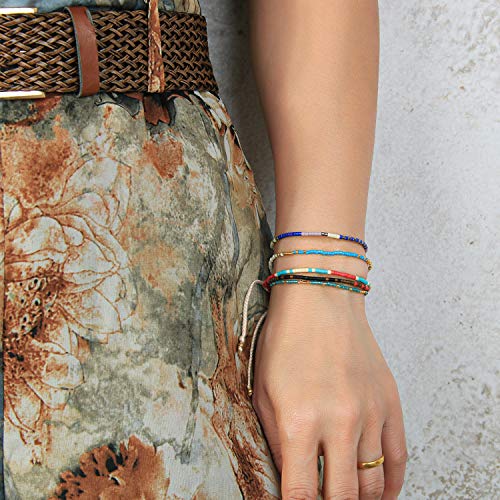 Image of KELITCH Miyuki Friendship Bracelet Boho Seed Beads Women Thin Strand Bracelets Adjustable