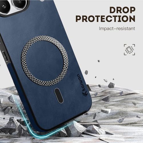 Image of KARWAN Shockproof Hybrid Leather Finish Back Case Cover Compatible with Oneplus Nord 4 with Wireless MagEaze Charging Cover, Anti-Scratch Shield Case with Strong Minimalist Design (Blue)