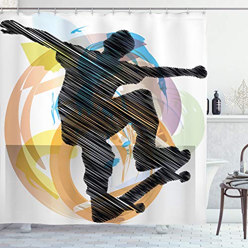 ABAKUHAUS Sala de Adolescentes Cortina de Baño, Patinador Arte del Bo