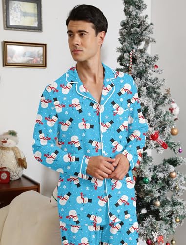 Image of RAISEVERN Couples Christmas Matching Pajamas 2 Piece Women Men Xmas Pjs Soft Pajama Set Long Sleeve Loungewear Warm Sleepwear