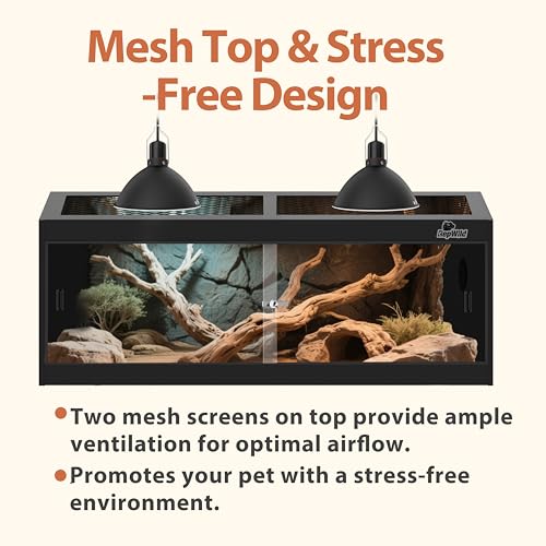 Image of 65 Gallon PVC Reptile Enclosure, RepWild 48 inchx18 inchx18 inch Terrarium /Tank with Heavy-Duty Screen Top, Glass Sliding Doors & Lock for Bearded Dragons, Ball Python, Geckos, Lizards