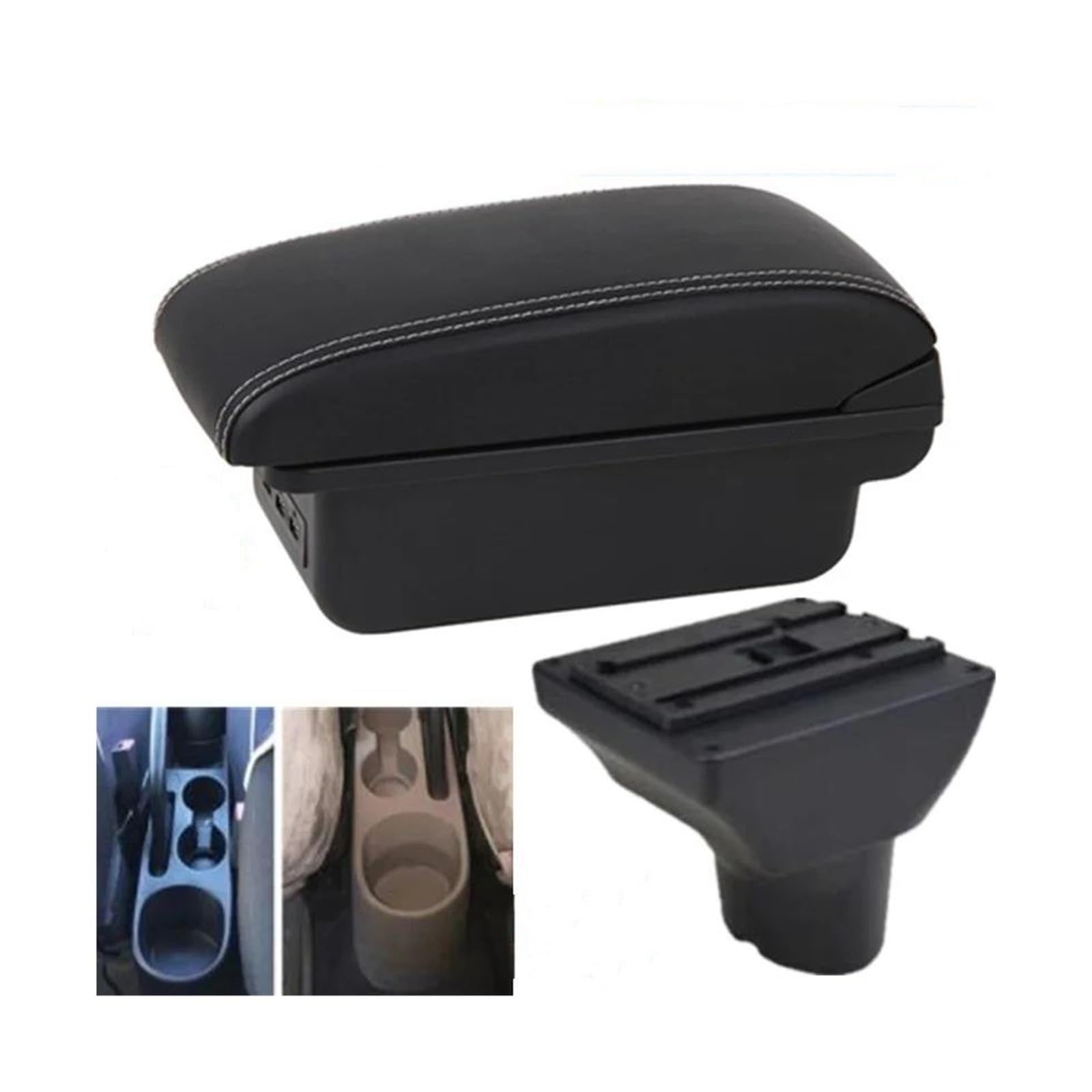 RESPUNEKBAH For Hyundai I20 2010 09-18 Car Armrest Center Storage Box Interior Car Accessories Armrest Box(B3 white line 3USB)