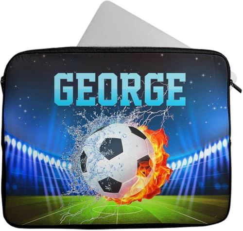 Personalised Any Name FootBall Design Laptop Case Sleeve Tablet Bag Chromebook Gift 1197 (9-10 inch)