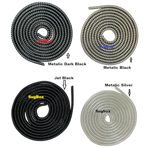 Image of Spiral Cable Protector, 150cm Cord Organizer for iPhone and Android Cables, Headphone and Charger Wire Protection Cover, Universal Device Compatible (Metallic Silver)