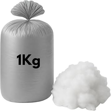 White Fluff Stuffing 1kg, Polyester Fluff Hollowfibre Filling, Craft Filling Plush Fill Fibre Pillow Insert, Pillow Filler Stuffing for Crochet 1kg