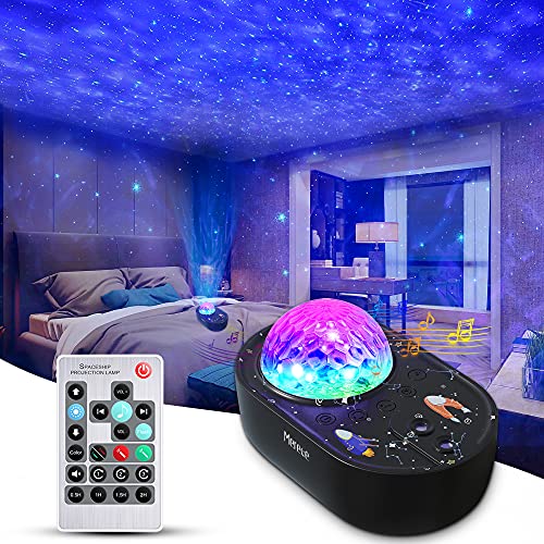 Merece LED 3 in 1 Star Galaxy Projector, Night Light Projector Bluetooth Music Speaker, Remote Control & 5 White Noises for Bedroom/Party/Decor, Timer Starry Projector for Kids, Adults Black