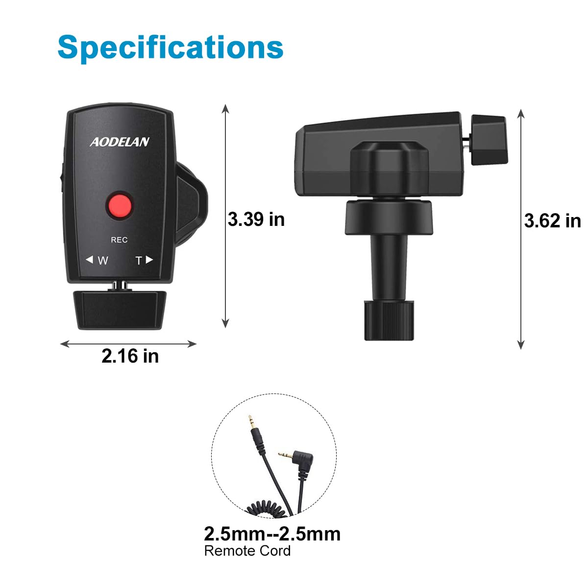 AODELAN Télécommande de contrôle de Zoom pour caméscope Lanc Terminal Trépied Enregistrement Zoom Vidéo pour caméscopes Sony NX5C, 190P, 150P, 198P/Canon XL1S XL2 XHA1 XM2/Panasonic DVC33 DVC63