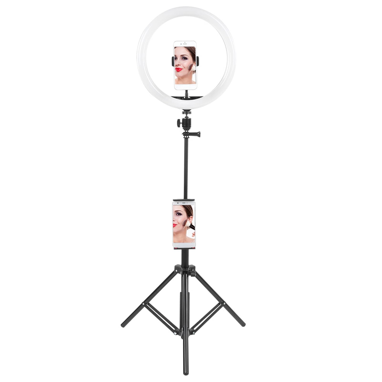 EMUKOEP Ringlicht, Dimmbares LED-Fülllicht für Make-up, Video, Studio, Verstellbares Stativ 12 Zoll mit Handy-/Tablet-Clips