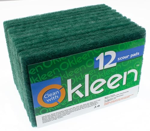 Image of Delicate Scour Pads. Made in Europe. 12 Pack, 4 x 6 Inch Odorless General Purposes Scouring Scrubbers for Cleaning Dishes, Cutlery, Kitchen, Household & Outdoor Things (Green)