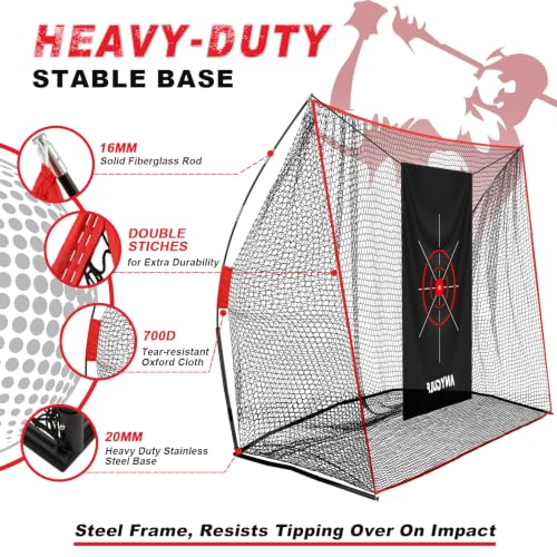 Golf Net 10x7FT Heavy Duty with Dual-Turf Mat
