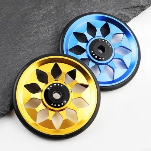Rueda de entrenamiento para bicicleta plegable Easy Wheel CNC con rodamiento para Brompton, tornillo M6, aleación de aluminio, ligera y resistente al desgaste, accesorio de mejora en negro, rojo, dorado, plata y azul (Rojo) miniatura 6