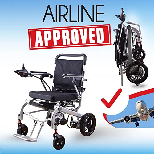 Culver Mobility Lightweight (Net Weight 40Lbs) Foldable Electric Wheelchair, Compact Power Wheelchair, Portable Folding Carry Wheelchairs Detachable Battery-Rager (Gray) #TOP5