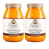Golden Barrel Butter Flavored Coconut Oil, Healthy Butter Substitute for Cooking & Baking, Movie Theater Style Popcorn Oil, 32 oz (2 pack, 32 oz, Butter)