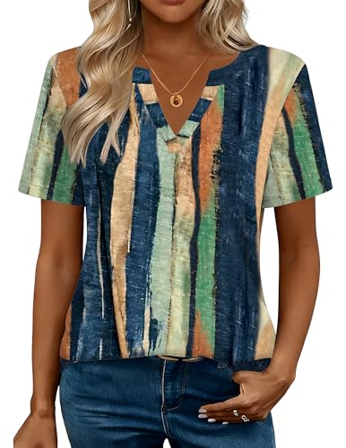 image for Zeagoo Women Top Short Sleeve Shirts Blouses 2026 Fashion Summer Graph