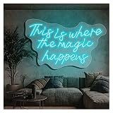 TAXXII Enseigne au néon à LED C'est là Que la Magie se Produit Panneau Lumineux à LED personnalisé Signes personnalisés Grand LED Acrylique Light Up Neon Sign for Bedroom for Wall Decor W
