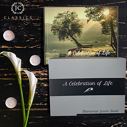 Funeral Guest Book | Memorial Guest Book | Guest Book For Funeral Hardcover | Guestbook For Sign In, Celebration Of Life Memorial Service | Funeral Guest Sign Book With Memory Table Card Sign Included (Tree & Lake) #TOP6